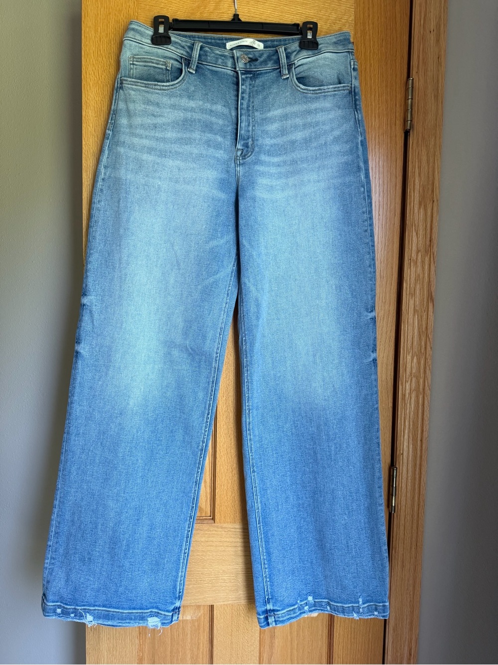 Altar'd State Bridge by GLY Wide Leg Jeans Distressed Hem Light Wash Size 31/13